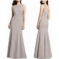 Dessy Collection Dresses | Nwt | Dessy Collection Low Back Bateau Neck Full Length Dress Style 2936 Sz 16 | Color: Gray | Size: 16