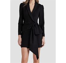 $425 Shoshanna Women's Black Bria Knit Draped-Front Dress Size 4