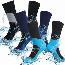 Janmercy 3 Pairs Unisex Waterproof Socks Breathable Knit Socks For Men Women Socks For Hiking Wading Running Skiing, 3 Colors