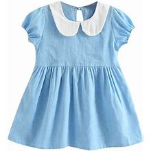Fimkaul Girls Dresses Princess Clothes Casual Ruffles Ruched Skirt Dress Baby Clothes Light Blue
