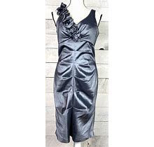 R&M Richards Cocktail Body Con Ruched Deep V Evening Wear Dress Size