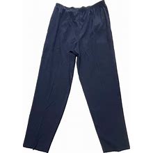 Gw Womens Plus 18 Straight Pants Poly Rayon Navy Blu Elastic Waist