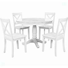 One Allium Way® 5 Pieces Dining Table & Chairs Set For 4 Persons Wood In White | Wayfair Acd3d106d8bddc3e5c02fe67053a5caa