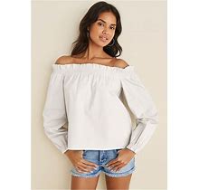 Women's Off-The-Shoulder Top - Off White, Size L By Venus