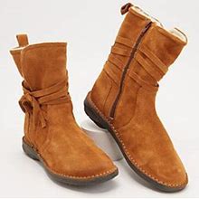 Miz Mooz Suede Wide Width Wool Lined Ankle Boots - Prance, Size EU38W(7.5-8W), Brandy