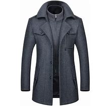 Wool Zipper Double Collar Coat - Winter Style Upgrade! Grey / XL