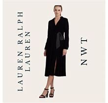 Womens Lauren Ralph Lauren Black Label Velvet Surplice Midi Dress