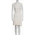 Women Casual Ronny Kobo White Neutral Knit Crew Neck Knee-Length Dress
