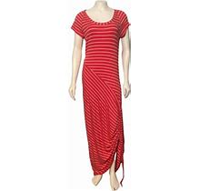 Athleta Red/Pink & White Stripes Maxi Dress M