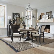 Liberty Americana Farmhouse Wire Brushed Dusty Taupe Single Pedestal Dining Room Set, Brown Traditional Sets From Coleman Furniture
