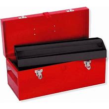 URREA Tool Box Storage Heavy Duty Metal Tray Portable Jobsite Lockable Tray Red