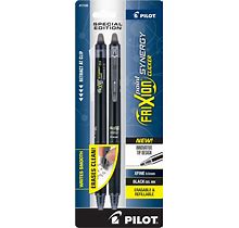 PILOT Frixion Synergy Clicker Erasable Retractable & Refillable Gel Pens, 0.5mm Extra-Fine Point, Black Barrel, Black Ink, Pack Of 2 Pens