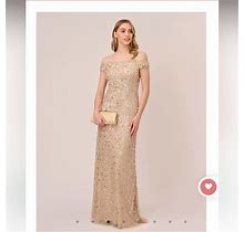 Adrianna Papell Dresses | Adrianna Papell Off The Shoulder Dress | Color: Gold | Size: 16