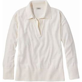 L.L.Bean | Women's Cotton/Cashmere Sweater, Polo Sea Salt Extra Large