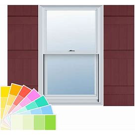 Vinyl Shutter Kit: Four Board Joined Vinyl Window Shutters. Includes 2 Shutters & Matching Color Screws - 14"W X 31"H (Wineberry)