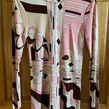 Julie Brown Pink Long Sleeve Dress | Color: Brown/Pink | Size: L