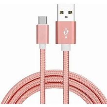 6.5 ft. High-Speed 3A Nylon Braided USB-A To USB-C (Type-C) Charge & Sync Cable - Rose Gold