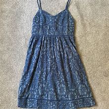 Loft Dresses | Ann Taylor Loft Blue Floral Laced Dress- Size 2 Petite | Color: Blue | Size: 2P