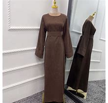 Islamic Women Muslim Abaya Long Sleeve Maxi Dress Kaftan Dubai Casual