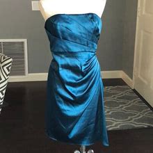 Niteline Dresses | Niteline Teal Side Pleated Dress | Color: Blue | Size: 12P