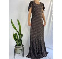 Vintage 70S Does 30S Lurex Bronze And Silver With Capelet Mermaid Gown Dress