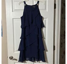 S.L. Fashions Dresses | Womens Navy Blue S.L. Fashions Tired Chiffon Evening Dress | Color: Blue | Size: 14