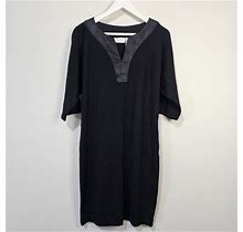 Chico's Dresses | Chicos Womens Sheath Dress Size 0.5 Small Black Accent Placket Dolman Sleeves | Color: Black | Size: S