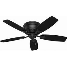 Hunter Sea Wind 48-In Matte Black Indoor/Outdoor Flush Mount Ceiling Fan Light Kit Compatible (5-Blade) | 53118