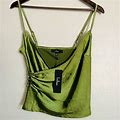 Lulus Tops | Lulus Nwt Cami Satin Top Olive Green Spaghetti Size Xs | Color: Green | Size: Xs