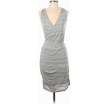 Banana Republic Casual Dress - Sheath Plunge Sleeveless: Gray Dresses - Women's Size X-Small