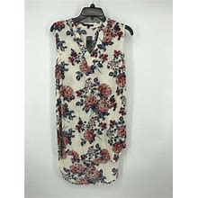 Staccato Womens Dress Size Small Cream Floral Sleeveless Swing Sheath