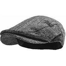 Wonderful Fashion Men's Classic Herringbone Tweed Wool Blend Newsboy IVY Hat (S/M, Grey)