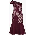 Marchesa Notte - Floral-Embroidery Strapless Midi Dress - Women - Metallic Fibre/Polyester/Nylon/Polyester - 8 - Red