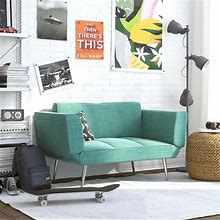 DHP Euro Upholstered Futon With Magasinze Storage In Teal Green