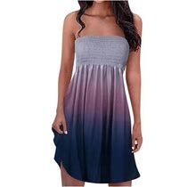 Fesfesfes Women Sexy Tube Strapless Strapless Printing Sleeveless A-Line Knee Length Dress Women Dress Clearance