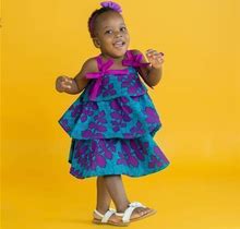 Little Girls Flower Dress, African Print Baby Dress, Sun Dress, Colorful Toddler Girls Dress, Baby Summer Dress
