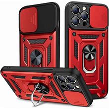 Casebus iPhone 8/7 Metal Case - Heavy Duty - Slide Camera Cover - Magnetic Car Mount Holder - Red