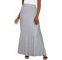 Jessica London Women's Plus Size Casual Wide Elastic Pull-On Lightweight Maxi Skirt - 22/24, Heather Grey Gray