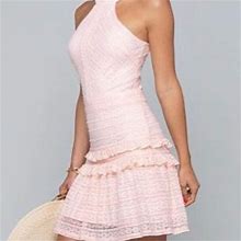 Bebe Dresses | Bebe Pink Stripe Lace Dress | Color: Cream/Pink | Size: M