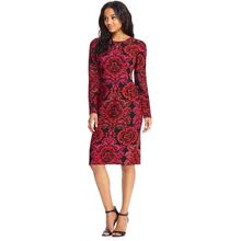 Maggy London - gsf03m Long Sleeve Floral Print Crepe Dress