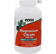 Magnesium Citrate, 200 Mg, 250 Tabs By Now Foods (Pack Of 3)