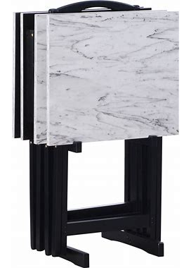 Linon Home Decor - White Faux Marble Tray Set - 43001WHTSET-01-AS