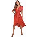 Lulus Red Midi Wrap Dress | Size Xs