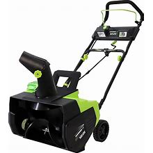 Earthwise SN722018 2 X 20V 18 - Inch Cordless Snow Thrower W / ( 2 ) 4 . 0Ah Batteries And Charger & SP001 20V Handheld Electric Spreader