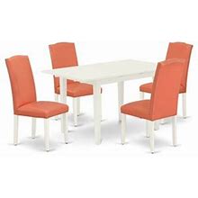 East West Furniture Norfolk 5-Piece Wood Dining Table And Chair Set In White
