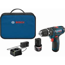 BOSCH PS130-2A 12-Volt Lithium-Ion Ultra-Compact Hammer Drill/Driver Kit, 3/8-Inch , Blue
