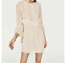 Zara Tunic Dress Ecru Crochet Web Tassel Pom 6189/101/712 Gold Stripe