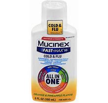 Mucinex Fast-Max Cold & Flu Medicine All In One Liquid Orange & Pineapple Flavor - 6 Fl. Oz.