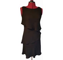 Nordstrom's SL Fashions Black Tiered Ruffle Retro Formal Slip Dress Sz 8