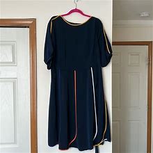 Eloquii Dresses | Eloquii Navy Spring Dress With Colorful Piping Detail | Color: Blue | Size: 16